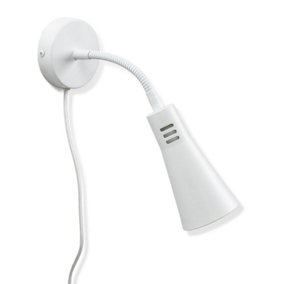 ValueLights Plug in White Flexible Gooseneck Easy Fit Adjustable Wall Light - Bulb Included