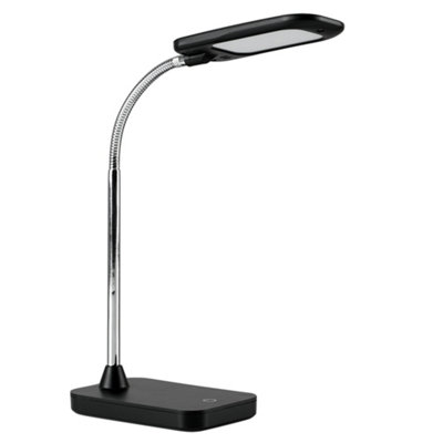 ValueLights Polaris Modern Gloss Black and Chrome 5W LED Touch Dimmer Adjustable Task Desk Lamp