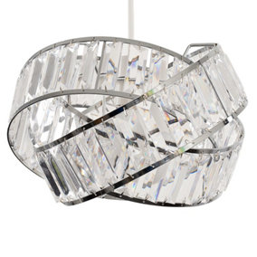ValueLights Polished Chrome And Clear Acrylic Jewel Intertwined Rings Design Ceiling Pendant Light Shade