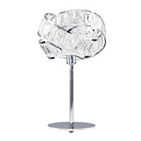 ValueLights Polished Chrome And Clear Acrylic Jewel Intertwined Rings Design Table Lamp