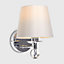 ValueLights Polished Chrome And Clear Lead Crystal Detail Wall Light Fitting With Grey Fabric Shade