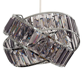 ValueLights Polished Chrome And Smoked Acrylic Jewel Intertwined Rings Design Ceiling Pendant Light Shade