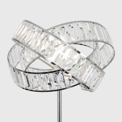 ValueLights Polished Chrome Clear Acrylic Jewel Intertwined Ring Design Floor Lamp