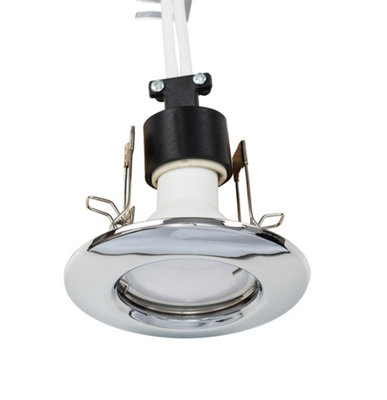 ValueLights Polished Chrome GU10 Ceiling Downlight Fitting - Complete with 1 x 5W GU10 Cool White LED Bulb