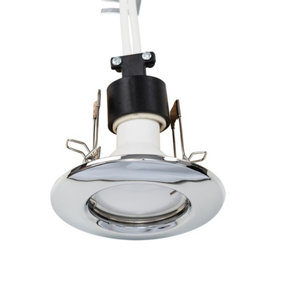 ValueLights Polished Chrome GU10 Ceiling Downlight Fitting - Complete with 1 x 5W GU10 Cool White LED Bulb