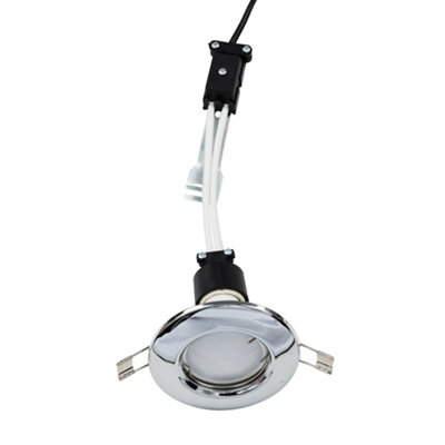 ValueLights Polished Chrome GU10 Ceiling Downlight Fitting - Complete with 1 x 5W GU10 Warm White LED Bulb