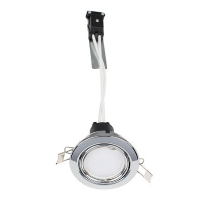 ValueLights Polished Chrome Tiltable Steel Ceiling Recessed Spotlight Downlight - Complete with 1 x 5W GU10 Cool White LED Bulb