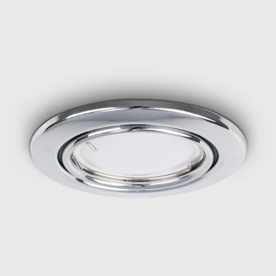 ValueLights Polished Chrome Tiltable Steel Ceiling Recessed Spotlight Downlight - Complete with 1 x 5W GU10 Warm White LED Bulb