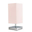 ValueLights Polished Chrome Touch Table Lamp With Pink Shade