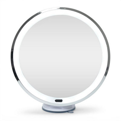 ValueLights Rechargeable Suction Cup Mirror with 5 x Magnification Vanity Makeup Shaving Mirror