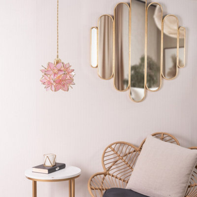 ValueLights Reine Easy Fit Glass Flower Pendant Ceiling Light Shade / Table Lampshade - Pink
