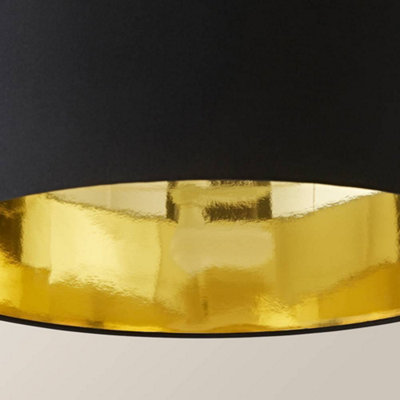 ValueLights Reni Black & Gold Inner Drum Ceiling Lamp Shade (D)45cm