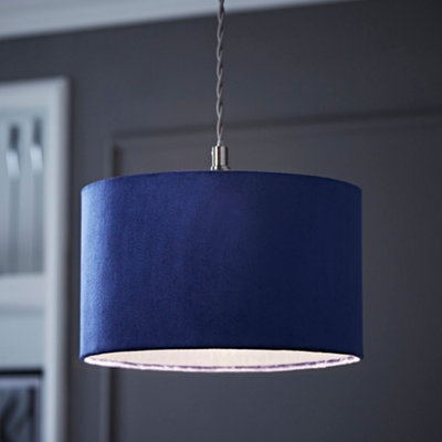ValueLights Reni Navy Blue Velvet Small Ceiling Pendant Lamp Shade
