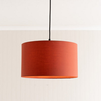 ValueLights Reni Rust Fabric Ceiling Pendant Light Drum Lamp Shade - Medium