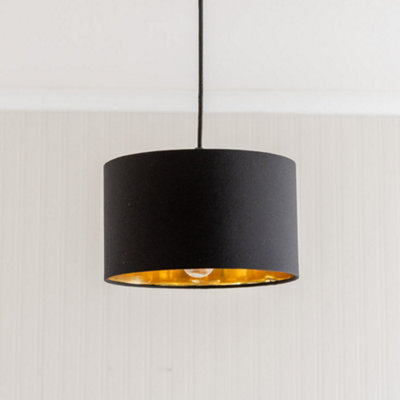 ValueLights Reni Small Black Fabric with Metallic Gold Inner Ceiling Lamp Shade
