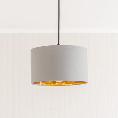 ValueLights Reni Small Grey Fabric with Metallic Gold Inner Ceiling Lamp Shade
