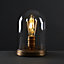 ValueLights Retro Aged Brass Effect Metal Base And Clear Glass Dome Table Lamp