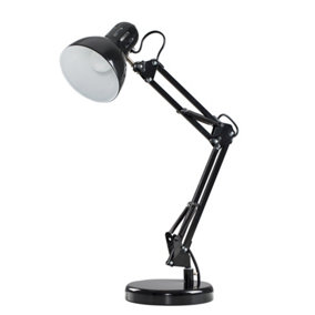 ValueLights Retro Designer Style Adjustable Black Metal Bedside Desk Table Lamp - Includes 4w LED Golfball Bulb 3000K Warm White
