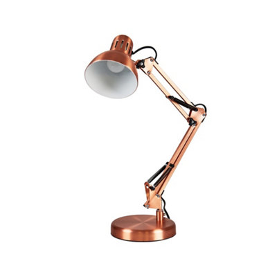 ValueLights Retro Designer Style Adjustable Brushed Copper Metal Bedside Desk Table Lamp