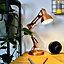 ValueLights Retro Designer Style Adjustable Brushed Copper Metal Bedside Desk Table Lamp