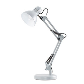 ValueLights Retro Designer Style Adjustable Grey Metal Bedside Desk Table Lamp - Includes 4w LED Golfball Bulb 3000K Warm White