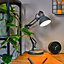 ValueLights Retro Designer Style Adjustable Grey Metal Bedside Desk Table Lamp