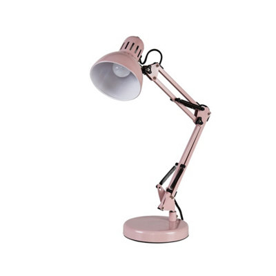 ValueLights Retro Designer Style Adjustable Pink Metal Bedside Desk Table Lamp