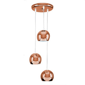ValueLights Retro Eyeball 3 Way Droplet Ceiling Pendant Light Fitting In Copper Finish - Bulbs Included