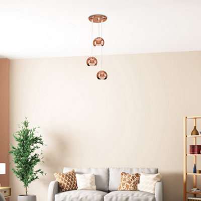 ValueLights Retro Eyeball 3 Way Droplet Ceiling Pendant Light Fitting In Copper Finish