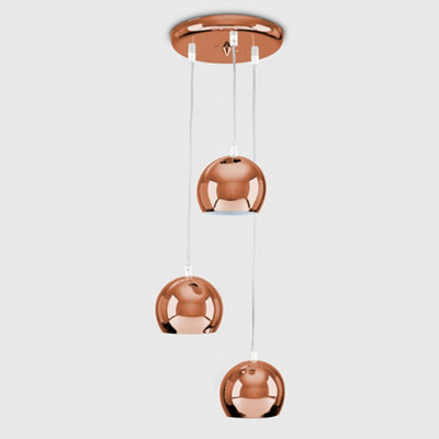 ValueLights Retro Eyeball 3 Way Droplet Ceiling Pendant Light Fitting In Copper Finish
