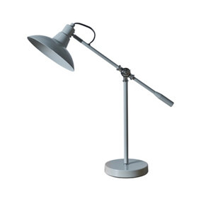 ValueLights Retro Grey Chrome Adjustable Stem Retro Shade Table Desk Lamp