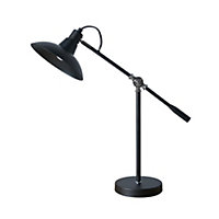ValueLights Retro Matt Black Chrome Adjustable Stem Vintage Shade Desk Table Lamp
