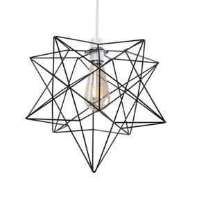 ValueLights Retro Matt Black Geometric Star Design Ceiling Pendant Light Shade