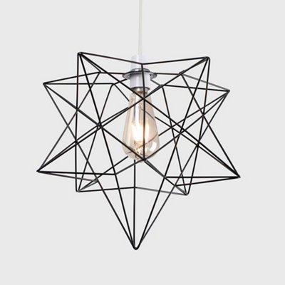 ValueLights Retro Matt Black Geometric Star Design Ceiling Pendant Light Shade