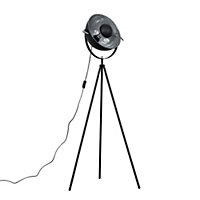ValueLights Retro Photography Style Tripod Floor Lamp In Black Metal Finish - Includes 10w LED Bulb 3000K Warm White