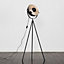 ValueLights Retro Photography Style Tripod Floor Lamp In Black Metal Finish - Includes 10w LED Bulb 3000K Warm White