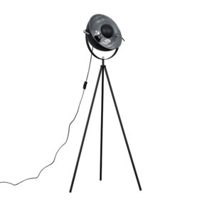 ValueLights Retro Photography Style Tripod Floor Lamp In Black Metal Finish - Includes 6w LED Bulb 3000K Warm White