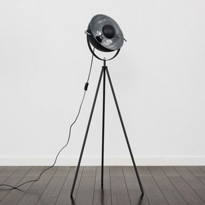 ValueLights Retro Photography Style Tripod Floor Lamp In Black Metal Finish