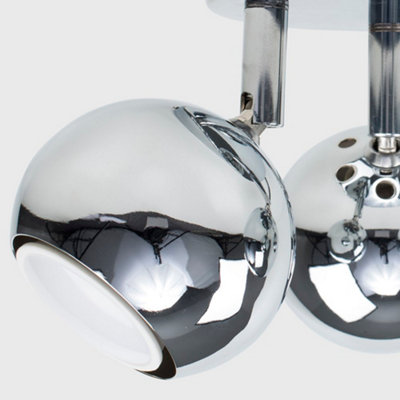 ValueLights Retro Silver Chrome 3 Way Round Plate Adjustable Eyeball Ceiling Spotlight