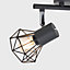 ValueLights Retro Style 2 Way Metal Basket Cage Ceiling Spotlight In Pewter Grey Finish