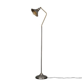 ValueLights Retro Style Aged Nickel And Gold Metal Adjustable Reading Craft Floor Lamp