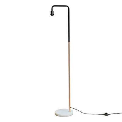 ValueLights Retro Style Black Copper Metal And White Marble Floor Lamp Base