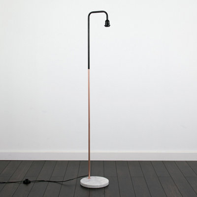 ValueLights Retro Style Black Copper Metal And White Marble Floor Lamp Base