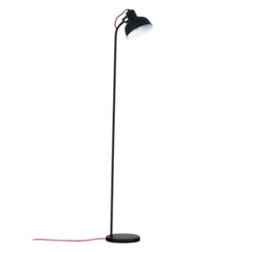 ValueLights Retro Style Black Metal Curved Design Floor Lamp - Includes 4w LED Golfball Bulb 3000K Warm White