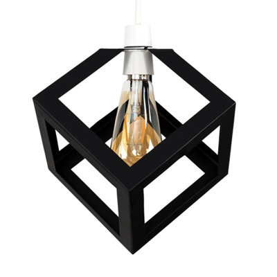 ValueLights Retro Style Black Metal Puzzle Cube Design Ceiling Pendant Light Shade