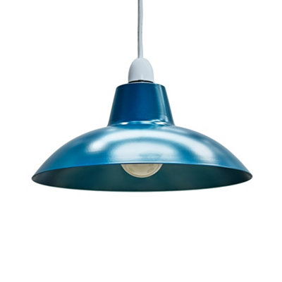 ValueLights Retro Style Gloss Blue Metal Easy Fit Ceiling Pendant Light Shade