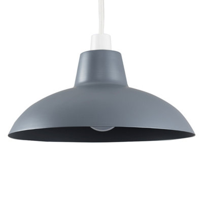 ValueLights Retro Style Gloss Grey Metal Easy Fit Ceiling Pendant Light Shade