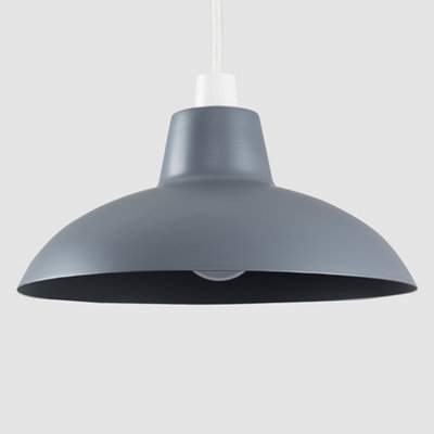 ValueLights Retro Style Gloss Grey Metal Easy Fit Ceiling Pendant Light Shade
