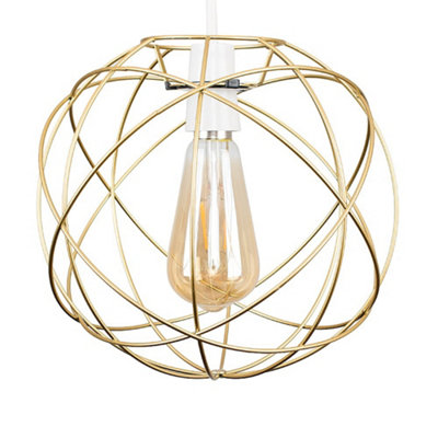 ValueLights Retro Style Gold Metal Basket Cage Ceiling Pendant Light Shade