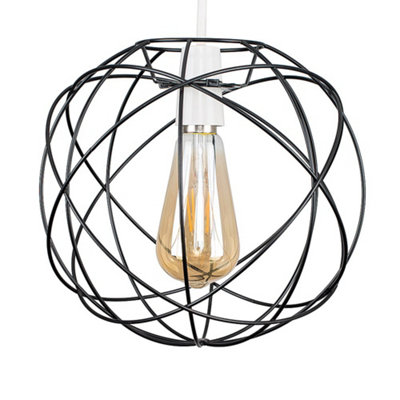 ValueLights Retro Style Matt Black Metal Basket Cage Ceiling Pendant Light Shade